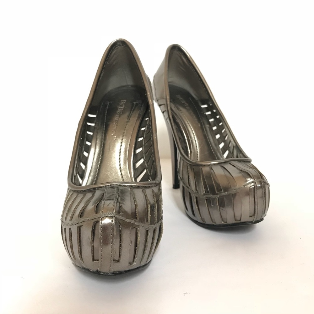 Bcbgeneration Gray Metallic Cutout Platform Pumps - image 2